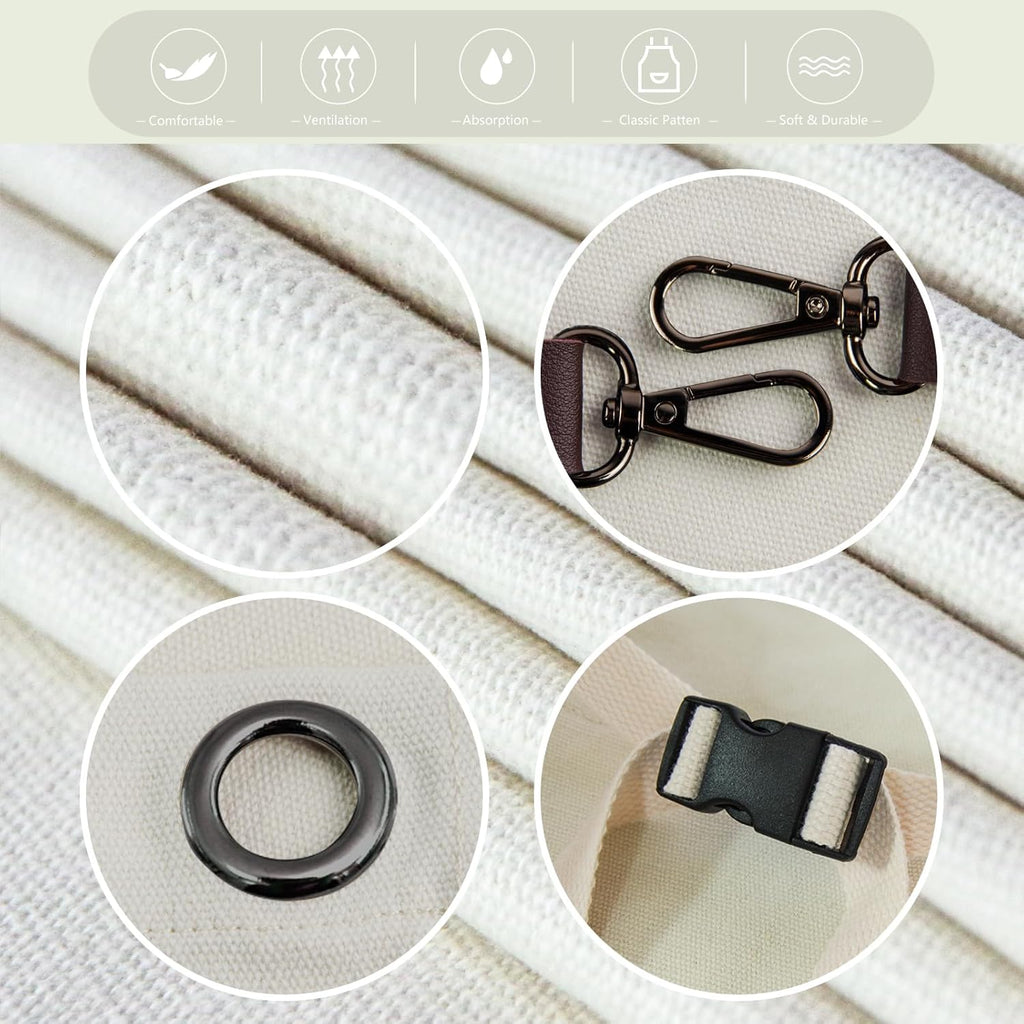 5 Pack Kitchen Apron, Work Apron, Canvas, Multiple Pockets, Gardening, Painting, BBQ, Artist, Carpenter, Sizes M to XXL, White