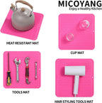 Silicone Dish Drying Mat for Multiple Usage,Easy clean,Eco-friendly,Heat-resistant Silicone Mat for Kitchen Counter or Sink,Refrigerator or Drawer liner Rose M 12 inches x 12 inches