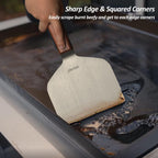 Vovoly Extra Wide Griddle Scraper, 5.5''x5.5'' Smashed Burger Scraper Grill Scraper Spatula Burger Turner - Full Tang Wooden Handle Professional Grade Grill Accessories, Knife Grade Stainless Steel