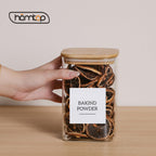 Glass Food Storage Containers with Bamboo Lids, 34 Oz High Borosilicate Glass Jars for Coffee Bean, Candy, Cookie, Flour, Square