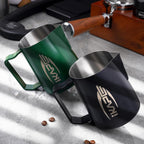 IKAPE Espresso Milk Pitcher, Espresso Steaming Pitcher with Sharp Spout for Espresso Barista Tool, 15.4 oz/450ml Milk Frothing Jug (Green)