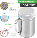 CUSINIUM Powdered Sugar Shaker Duster - With Handle - Cinnamon Shaker For Coffee Bar - Fine Mesh Dredge - 6 ounce | Style: Fine