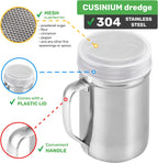 CUSINIUM Large Powdered Sugar Shaker Duster - With Handle - Cinnamon Shaker For Coffee Bar- Fine Mesh Dredge - 14 ounce | Style: Fine