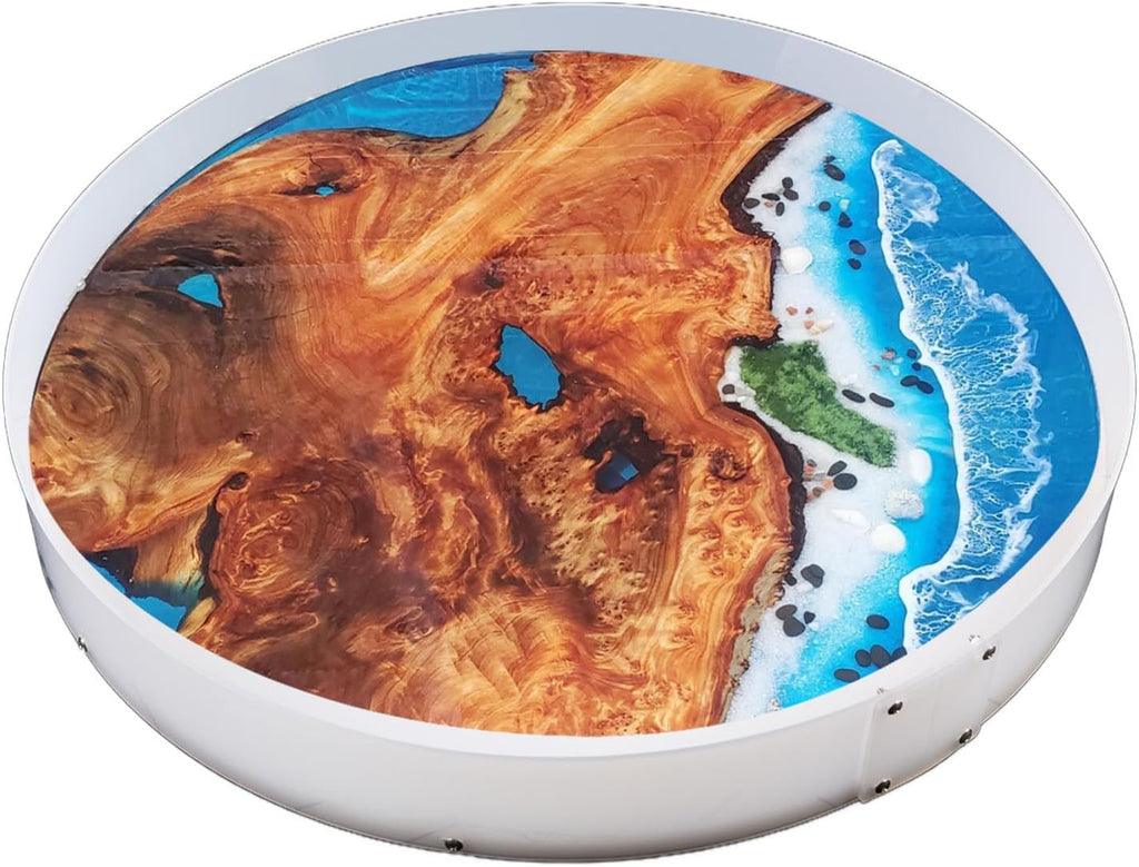 Resin Mold Large Round Deep -Kalinta 24inch Reusable Epoxy Round Molds for Resin Clock, Serving Tray Board, End Table，Floral Preservation Bouquet