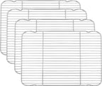 P&P CHEF Baking Cooling Rack Set for Cooking Roasting, 4-Piece Stainless Steel Wire Racks for Oven Use, Healthy & Dishwasher Safe, Rectangle, 16.6 Inch