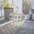MAGCOLOR Elegant-Hand Painted Colorful Large Crystal Glass Candy Box,Christmas Candy jars with Lid,Storage Jewelry Jar,Candy dish covered,Great Gift for Family Friends-24 oz-Cute Candy servers.