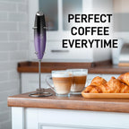 Zulay Kitchen Powerful Double Whisk Milk Frother Handheld - Foam Maker With Stand - Whisk Drink Mixer for Coffee, Mini Foamer for Latte, Matcha, Frappe, Hot Chocolate & Cappuccino (Galaxy)