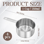 Stainless Steel Measuring Cup, Metal Measuring Cup, Small Measuring Scoops Coffee Scoop with Comfortable Hand for Kitchen Cooking Baking (4, 1 Cup)