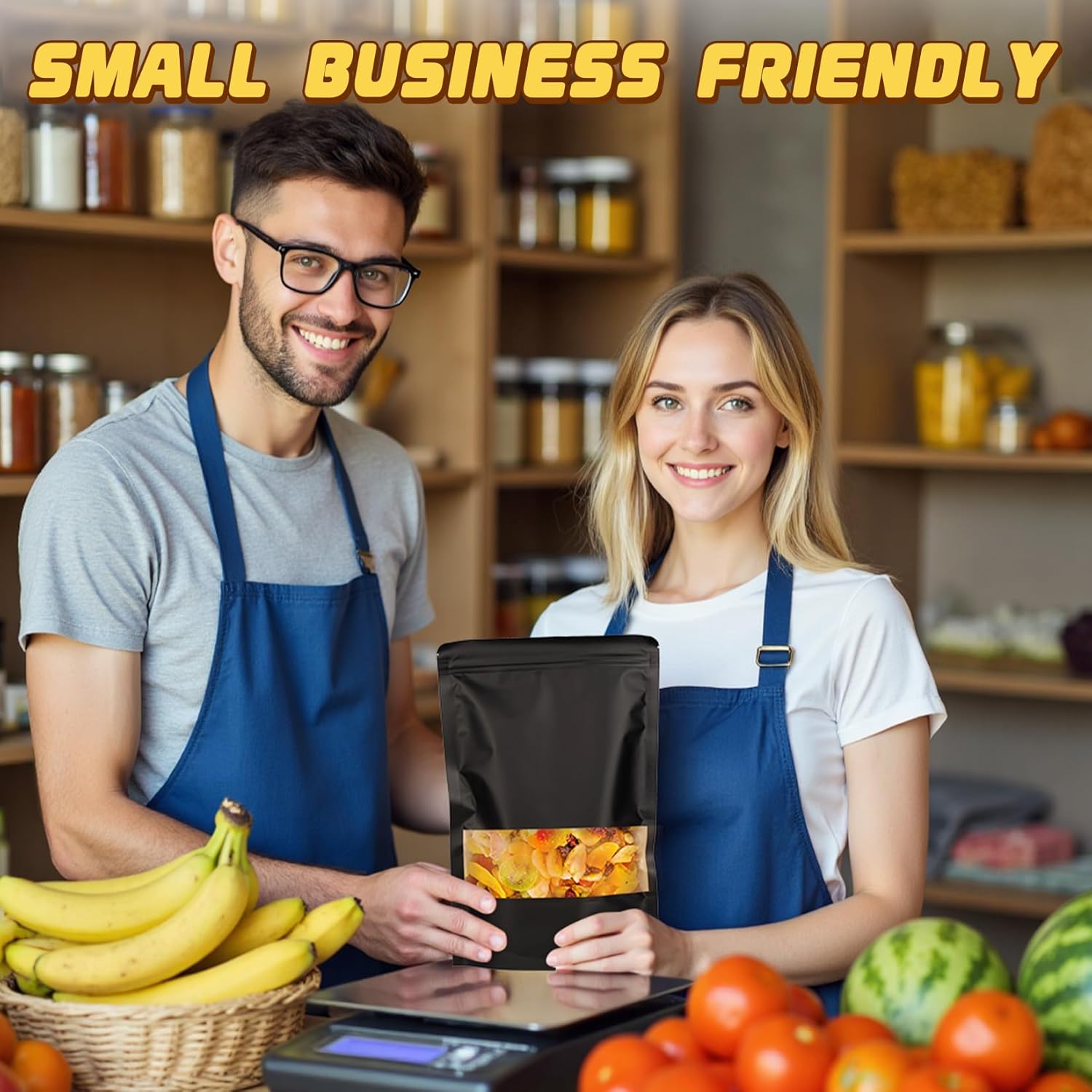 Resealable Smell Proof Bag, 50 Pcs Zip Lock Bags with Window, Reusable Snack Bags, Stand Up Pouches Heat Sealable, Food Storage Baggies for Cookies, Herbs, Tea, Coffee, Spice, Jerky