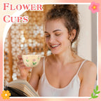 Ceramic Coffee Mug Vintage Flower Mugs 8 oz Cute Floral Coffee Mugs Irregular Latte Art Cup Lead-free Porcelain Cups for Cappuccino, Cocoa (Purple Tulips)