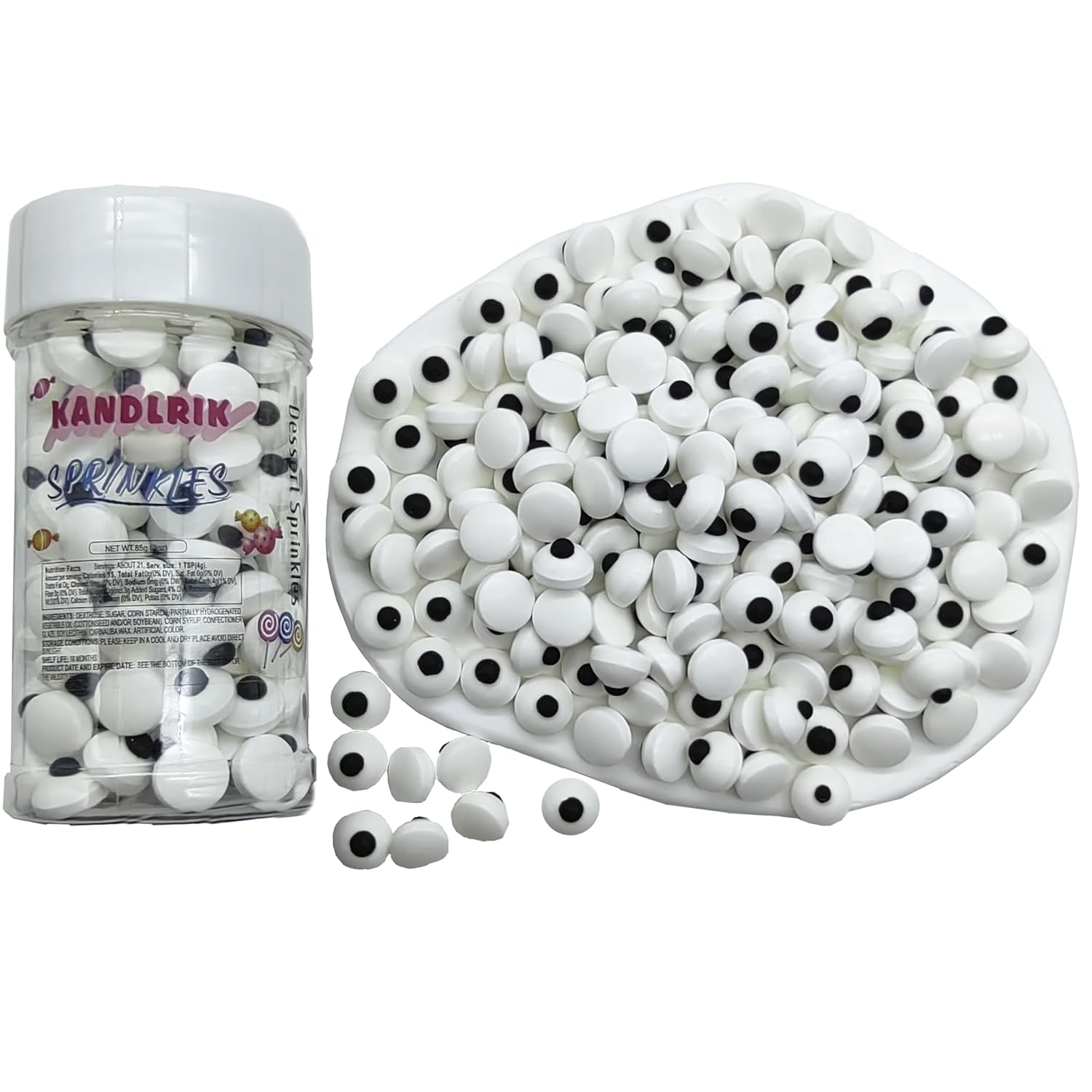 10mm Small Candy Eyes for Decorating Edible Candy Eyes Eyeballs Halloween Sprinkles for Cake Decorations, Baking, Ice Cream, Cookies, Cupcake Topper 3OZ