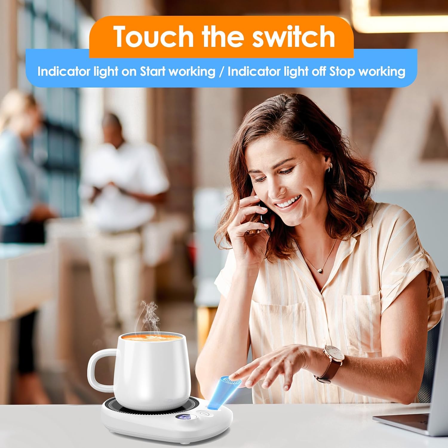 Coffee Mug Warmer - Fastest Heating & Highest Temperature, Coffee Cup Warmer for Desk Auto Shut Off, 4 Temp Settings & 1-12H Timer, Smart Electric Beverage Warmer for Coffee Candle (White)