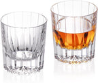 KAMMAK Crystal Whiskey Glasses Set of 2, Handcrafted 7.1oz Old Fashioned Glasses Stemless, Luxury Hand Blown Cocktail Glasses, Scotch Cup for Women, Men Gift for Bourbon Barware, Home Bar