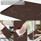 Rnivvi Silicone Coffee Mat, 16" x 24" Waterproof Raised Edge Coffee Bar Mats for Espresso Machine Station Accessories, Heat Resistant Detachable Dish Drying Pad for Kitchen Counter, Dish Rack, Brown