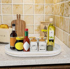 MAONAME Wood Serving Tray, Farmhouse Wooden Tray for Coffee Table, Oval Beaded Trays, Vintage White Decorative Trays for Living Room, Kitchen, 15" X 9" X 1.2"