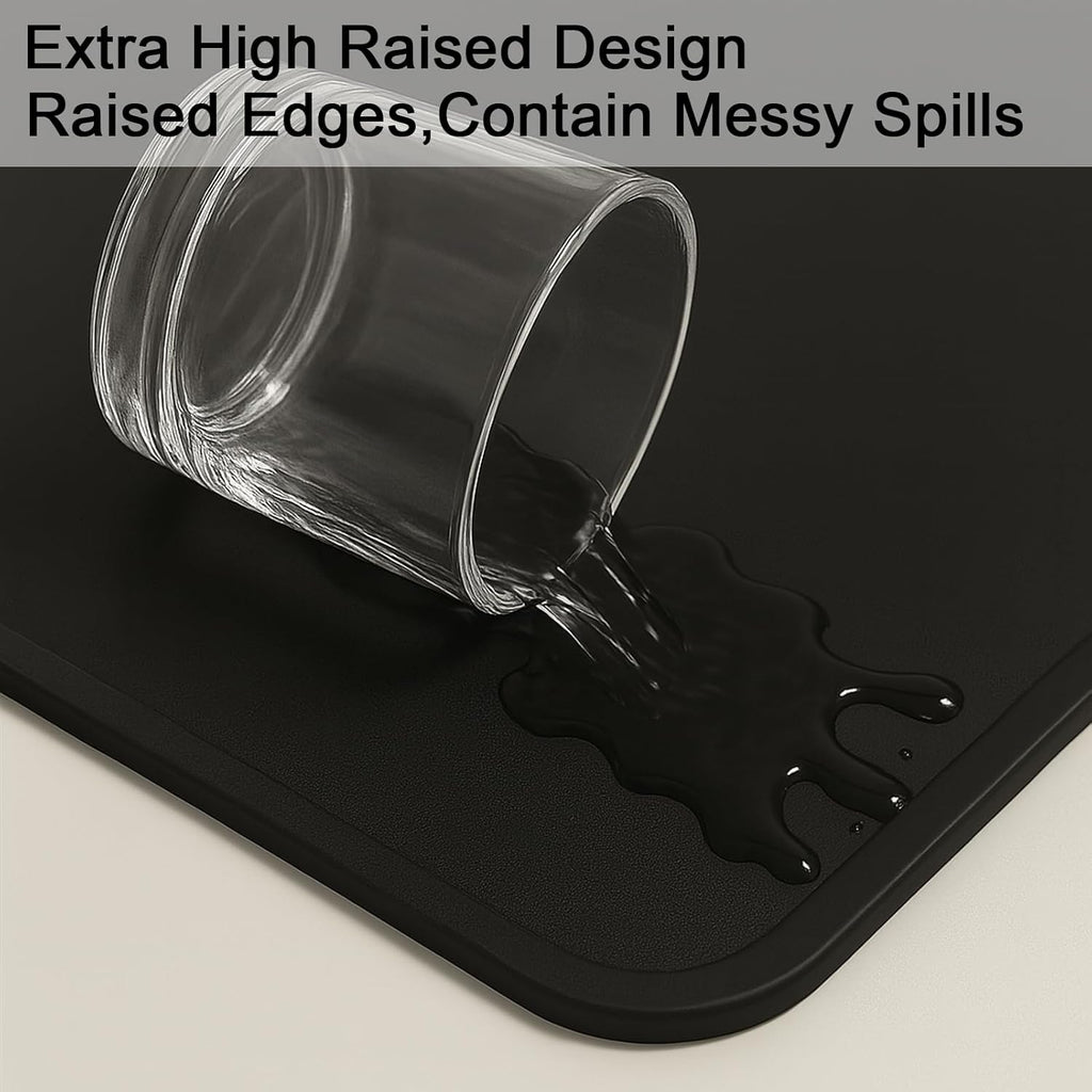 Silicone Baking Mat 35.4"x23.6" Food Grade Silicone Mats for Kitchen Counter Large Countertop Protector Mat with Edge Heightening Non-slip Heat Resistant Mats for Countertop Easy Clean(Black)