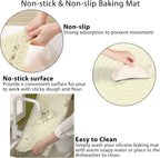 Silicone Baking Mat 24" x 16", Extra Thick Silicone Pastry Mat with Measurements and Edge Heightening, Non-stick Food Grade Dough Rolling Matfor for Pastry, Bread, Cookies, Pizza, Fondant, Pasta