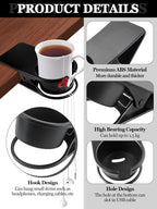 2PCS Drinking Cup Holder Clips, Kalolary Table Edge Cup Holder Clip Water Coffee Mug Holder Clip Desk Bottle Cup Stand Clip with Groove for Home & Office & Schoo (Black New)