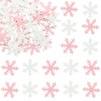 Gyufise 50Pcs Pink Edible Cupcake Cake Toppers Snowflake Cake Decorations for Christmas Winter Frozen Theme Party Supply Decoration Pink White