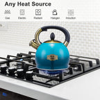 Whistling Tea Kettle Stove Top Teapot, Stainless Steel Teakettle (2.8 QUART, Blue)