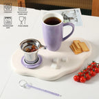 Sweejar Porcelain Tea Infuser Mug with Lid, 20 oz Teacup with Strainers for Loose Leaf Tea, Microwave and Dishwasher Safe Coffee Mug(Purple)