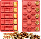 Silicone Waffle Mold Set, 2PCS/Set 18/20 Cavity Mini Silicone Waffle Mold Waffle Making Mold, Non-stick Cake Cookie Chocolate Making Mold for Baking