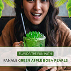 Fanale Green Apple Popping Boba Pearls, Vegan, Non GMO, Gluten Free, Fat Free, Perfect for Bubble Tea, Smoothies, Ice Cream, Desserts, and Beverages.