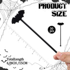 30 Pcs Halloween Swizzle Sticks Plastic Coffee and Cocktail Stirrers Fall Thanksgiving Drink Stirrers Cocktail Mixers for Halloween Fall Autumn Party Tea Coffee Bar Decoration(Bat)