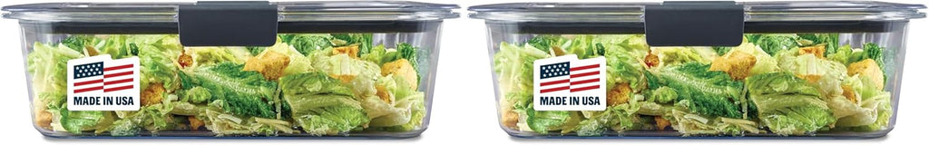 Rubbermaid Brilliance Food Storage Container, Large, 9.6 Cup, Clear 2024351 (Pack of 2)