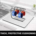 Rnivvi Dish Drying Mat for Kitchen Counter, 16 x 18" Cute Absorbent Heat Resistant Drying Pad with Non-slip Rubber, Coffee Bar Mats for Coffee Machine Dish Rack Kitchen Decor Accessories, Gray