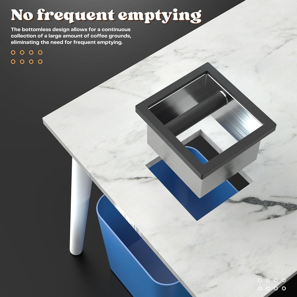 Bottomless Coffee Knock Box, Stainless Steel Espresso Knock Box Chute for Coffee Grounds, Counter Mounted Knock Box, Open Bottom Countertop Knock Box for Commercial Coffee Shop Office Home