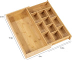 KitchenEdge Tea Bag and Coffee Pod Kitchen Drawer Organizer, Expandable 9.7 to 17 Inches, 10 Accessory Compartments with Adjustable Wall Inserts, Non-Slip Rubber Feet, 100% Sustainable Bamboo Wood