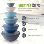 Zulay Kitchen 12 Piece Plastic Mixing Bowls with Leak-Proof Lids Set - Microwave and Freezer Safe Kitchen Mixing Bowls for Preparing, Serving and Storing - Large Nesting Bowls (Twilight Ombre)