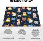 Absorbent Microfiber Dish Drying Mat, Quick Dry Pad for Sink Dishes or Under Rack, Kitchen Counter Accessories, Reusable Washable Extra Large 18"x24" (Cute Cats,Navy blue)