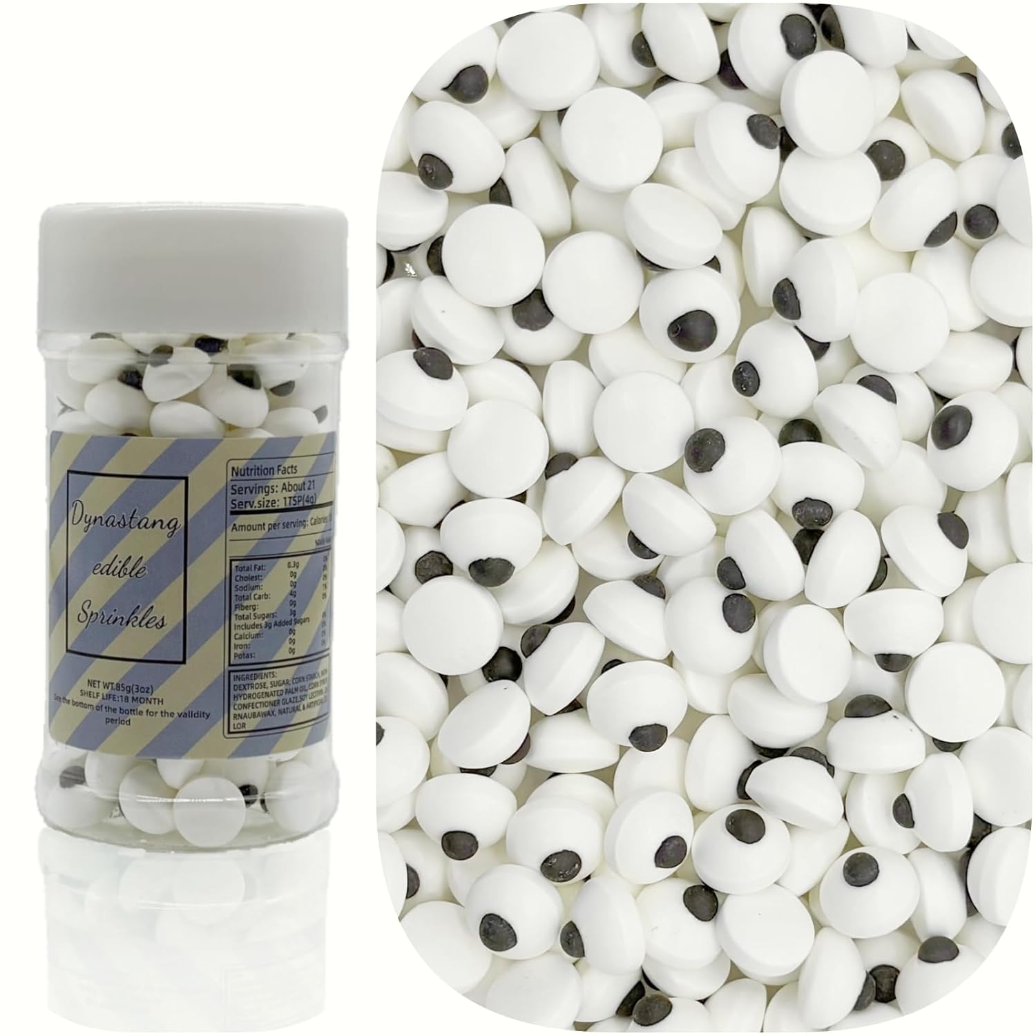 Dynastang 10mm Small Eyes Sprinkles Halloween Edible Eyes Cake Decoration Cupcake Toppers Cookie Decorating Perfect for Cakes, Cupcakes, Desserts Toppings 3OZ