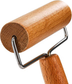 Hiceeden Set of 2 Pizza Dough Roller & Dough Docker, Stainless Steel Dough Hole Maker Puncher Wooden Rolling Pin for Pizza, Cookie, Pie, Pastry, Bread, Crust