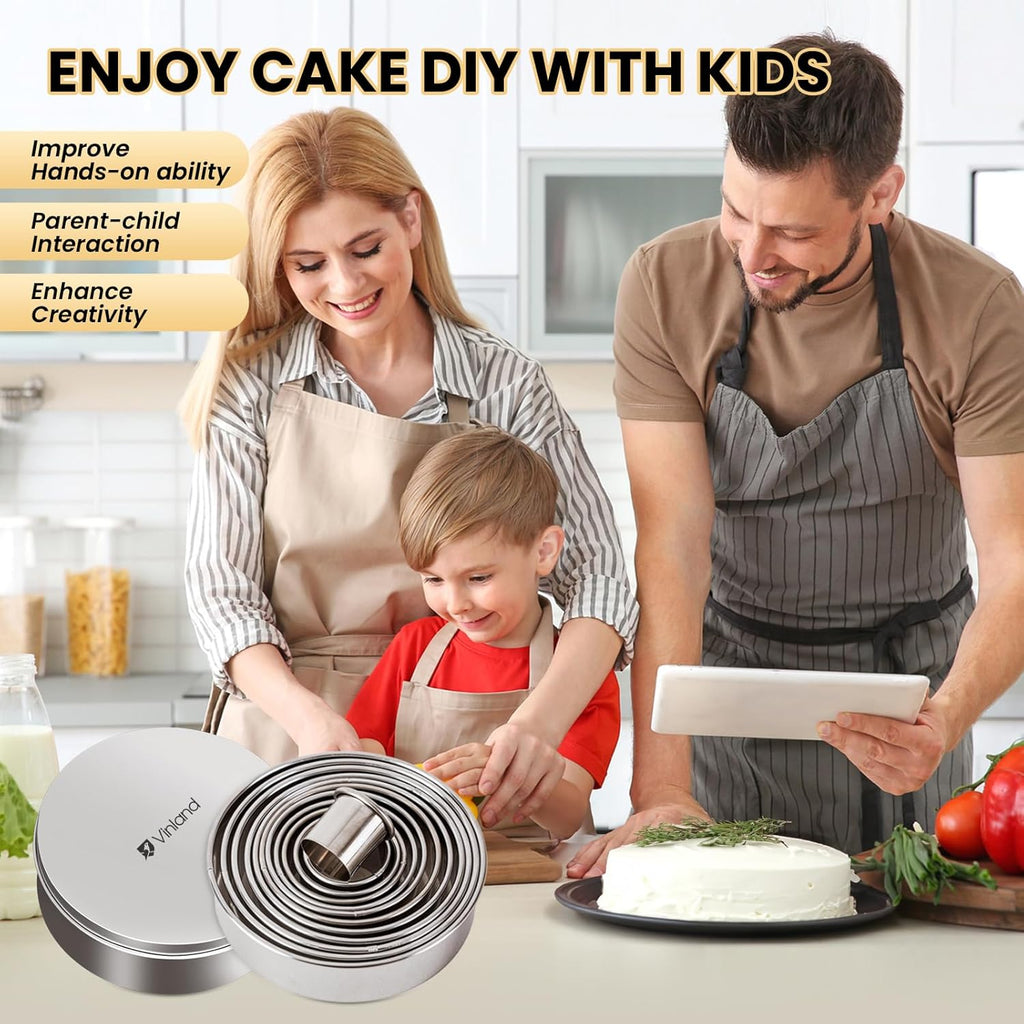 12-Piece 304 Stainless Steel Biscuit Cutter Set - Round Cookie Cutters for Baking (1/2/3/4/5 Inch) with Storage Box, Dough Pastry Cake Circle Cutting Ring Molds, Non-Rust & Dishwasher Safe