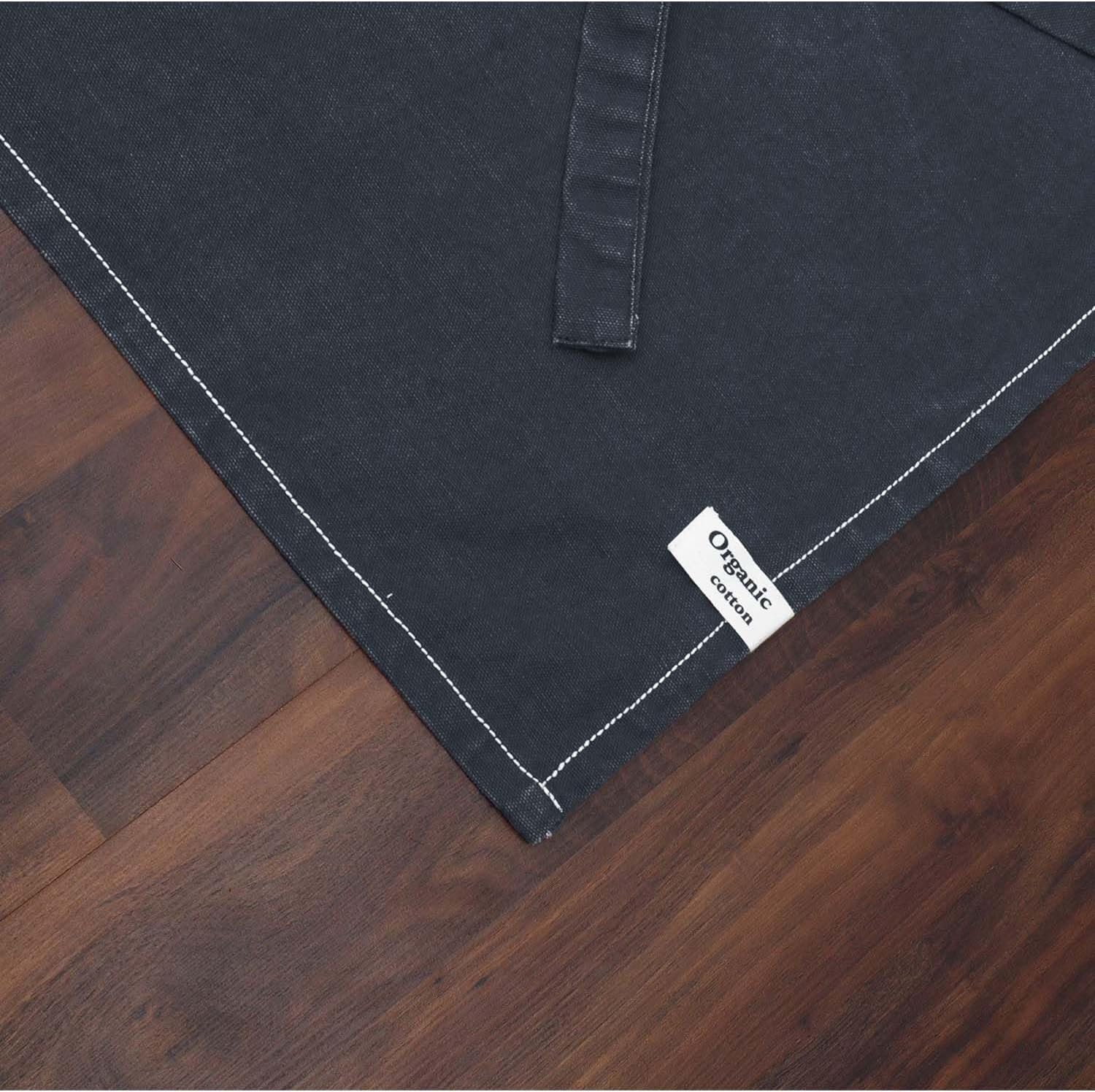 AMOUR INFINI Cotton Solid Aprons for Women with Pocket, Adjustable Strap and Waist Ties Washed Chef Aprons for Cooking, Baking and Gardening (27.5x33 Inches - Black)