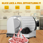 CGOLDENWALL Meat Slicer, 220W Electric Deil Food Slicer with 2 Removable 7.5" Blades, 4/5" Adjustable Thickness, Food Slicer Machine for Home Cutting Meat Cheese Bread Vegetables, 110V CE