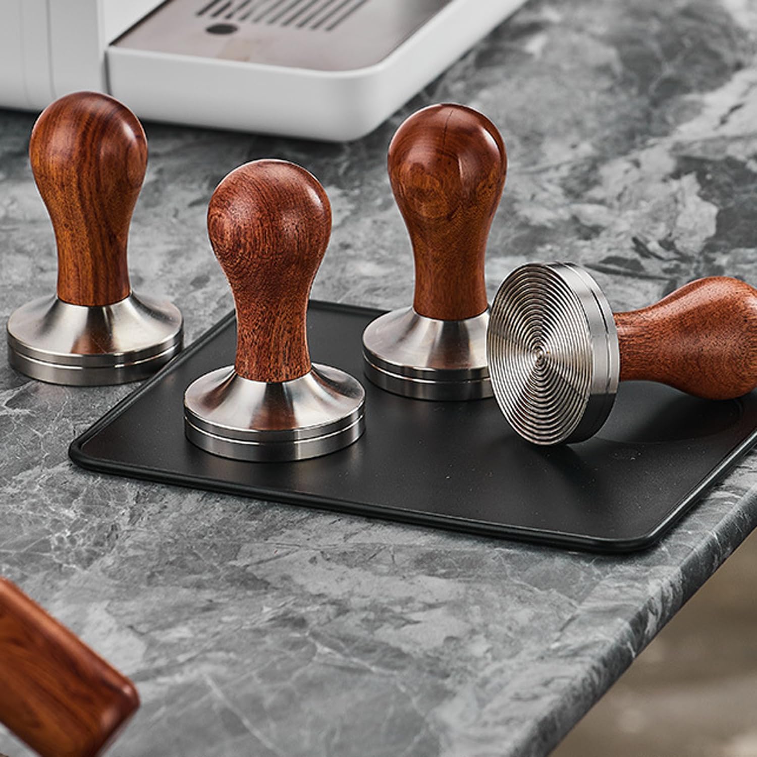 51mm Espresso Tamper with Stirrer Set, Walnut Wood Coffee Press Tool Stamper with Espresso Professional Barista Accessories Kit for Espresso Machine, Wooden