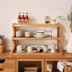 Coffee Station Organizer 3 Tier Coffee Mug Shelf Bamboo Cup Holder Acrylic Home Storage Mugs Hooks for Kitchen Countertops, Tea Bar Accessories, Matcha Stand, Cups, Condiment Storage Rack