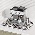 Rnivvi Coffee Mat, 12" x 19" Cute Coffee Bar Mats for Espresso Machine Station Accessories and Organizer, Hide Stain Rubber Backed Absorbent Dish Drying Pad for Kitchen Counter, Modern Abstract Art