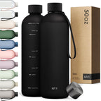 KIVY Slim Water Bottle 50oz [Lightweight & Shatterproof] - Reusable Tritan Water Bottle - Leak Proof Water Bottle for Women & Men - No Spill - Dishwasher Safe - Black