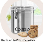 Oggi Jumbo 8" Stainless Steel Cookies Clamp Canister - Airtight Food Storage Container Ideal for Kitchen & Pantry Storage of Cookies or other Bulk, Dry Foods.