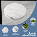 Koville White Marble Cutting Board Cheese Boards for Kitchen Countertop, Large Round Marble Charcuterie Board Pastry Boards for Kitchen Decor, Stone Tray Stone Slab for Home Decor