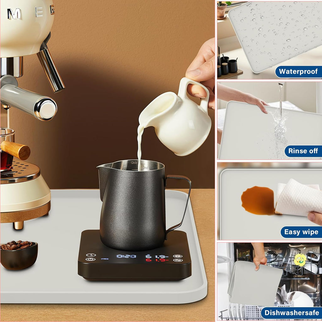 Silicone Coffee Mat - Removable Bar Mat with Concave and Convex Design, Leak-Proof and Non-Slip, Suitable for Use Under the Coffee Machine to Keep the Countertop Clean (White24"x16")