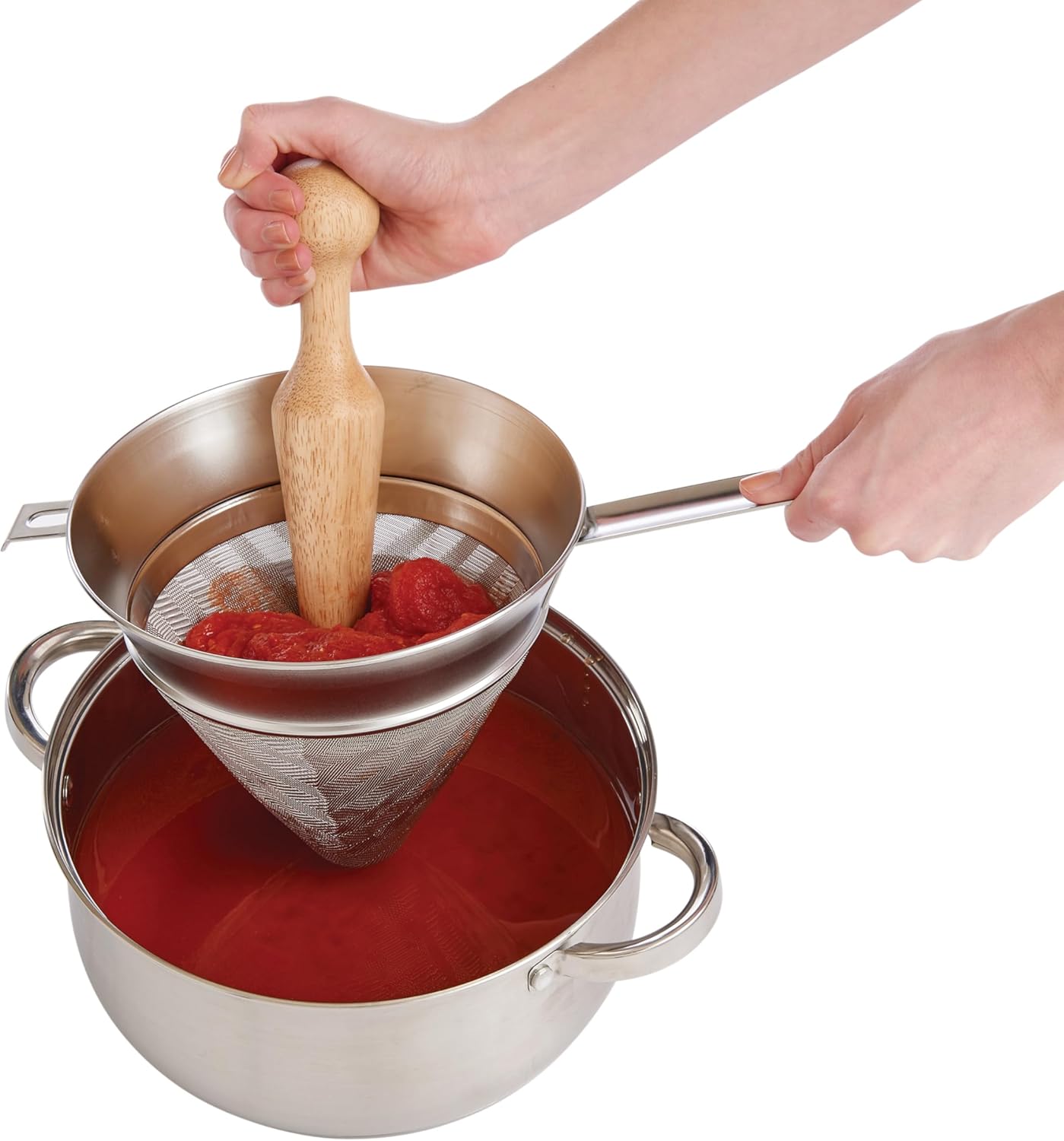 HIC Kitchen Pestle for Chinois, Cone-Shaped, Wood, 8-Inches