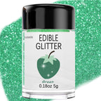 Green Edible Glitter Glimmer Powder for Cakes Drinks - Colaele 5 grams Food Grade Luster Dust Metallic Food Decorating Sprinkle Disco Brew Dust for Cake Decorations Wine Beverage Candy Dessert, Vegan