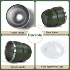 4oz Stackable Cup, Vacuum Insulated Espresso Cup Set of 2, Espresso Shot Glass for Coffee, Double Wall Stainless Steel Mini Tumbler Shot Glasses with Straw and Lid (A-green2P, 4oz)