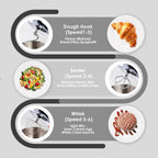 Kitchen in the box Stand Mixer, 900W 8.5QT Kitchen Electric Mixer, 6-Speed Large Capacity Food Mixer for Home Cooks with Egg Whisk, Dough Hook & Flat Beater (Black)